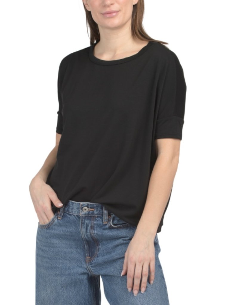 Nwt Cg Studio Black Modal Poncho Short Sleeves Tee Size Xs